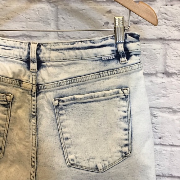 Risen Lg Denim High Rise Women’s Shorts Distressed Light Acid Wash Crossover - Picture 5 of 10